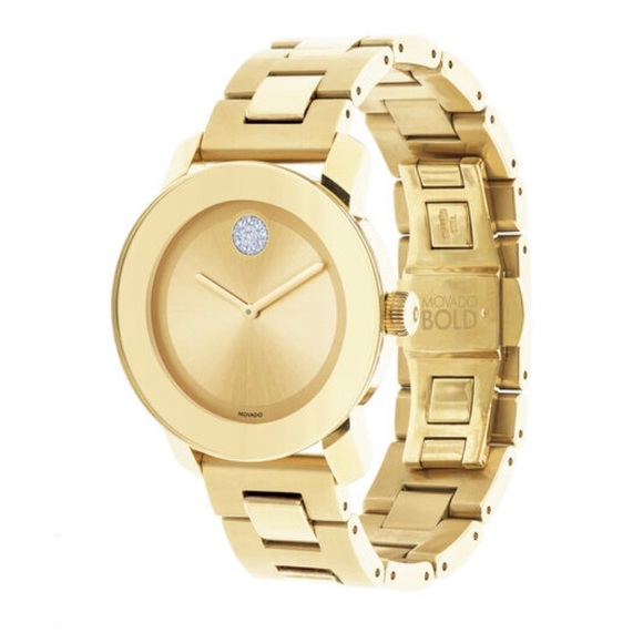 Gold Movado Bold With K1 Crystal Dot Ring - Picture 3 of 7